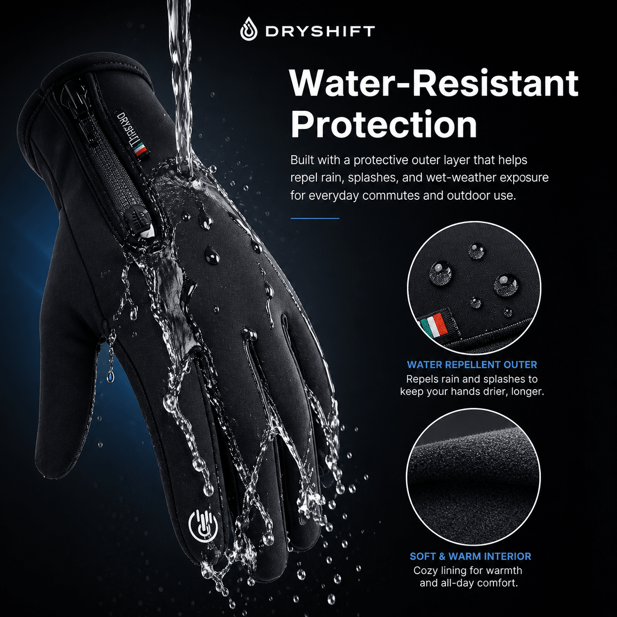 DryShift Waterproof Touchscreen Gloves - dryshift